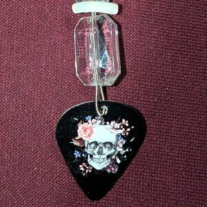Skull Pick Key Chain Upcycled Guitar Wire-ONE OF A KIND!